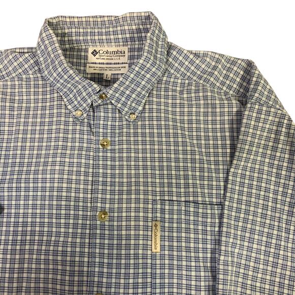 Columbia Other - Columbia Men's Short Sleeve Button Down Blue Checkered Shirt Size Large
